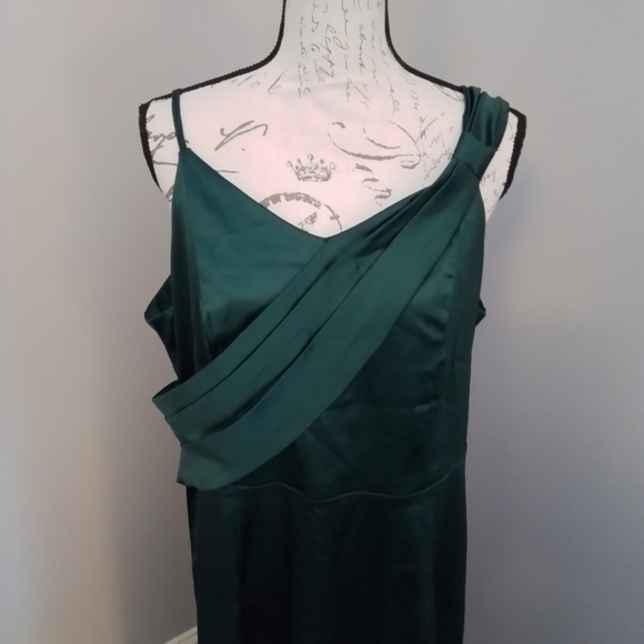 NWT Grace Karin Women Green Side Slit Satin Cocktail Party Dress - 16 - Picture 6 of 11